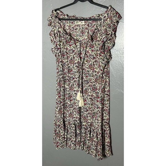 NATURAL LIFE Dresses & Skirts - Natural Life Women's Midi Dress Floral Size XL Tassels Short Sleeve Spring Boho